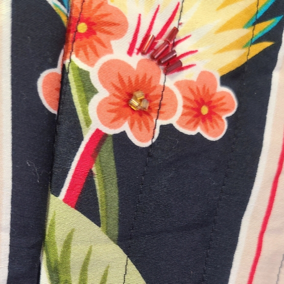 Silkland green red yellow cream multicolor floral  jacket/ blazer size small S - Picture 5 of 6